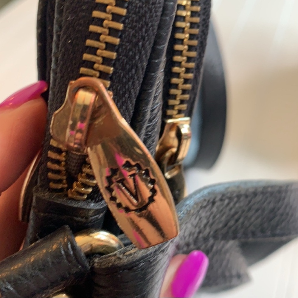 Valentina Black Leather Crossbody w/ Cool Vertical Zip Pocket - Picture 8 of 8